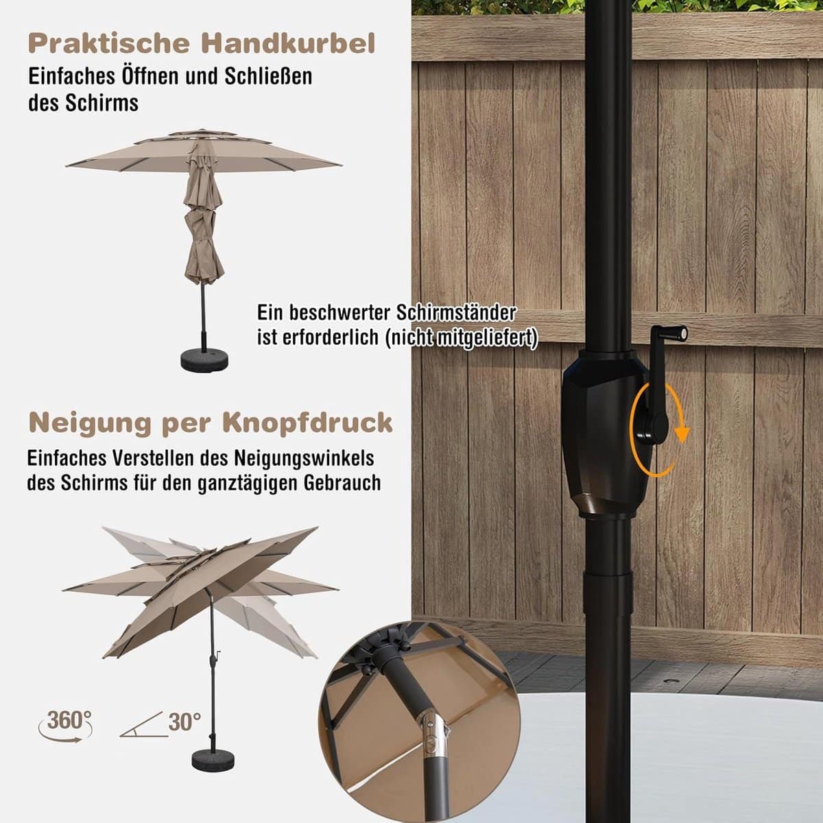 sonnenschirm met led verlichting depauwonen 200×211 cm kippbare parasol