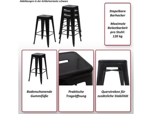 Stapelbare Metalen Barkrukken Industrieel Design Wit