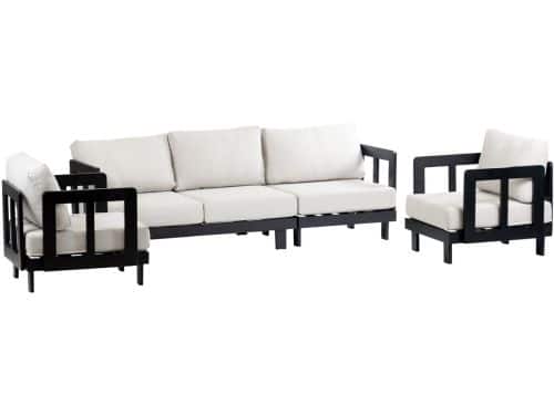 Stoel-bank loungeset Tulum | Black | 3-persoonsbank