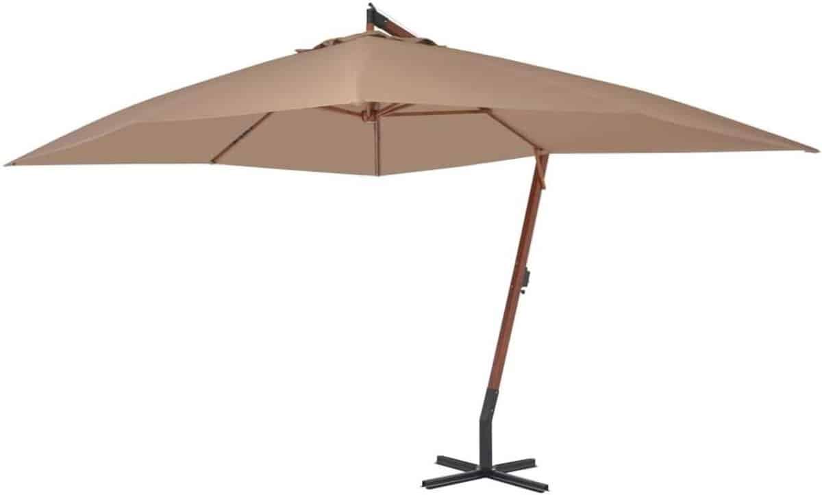 strandparasol zweefparasol balkonscherm houten mast schaduw creëren