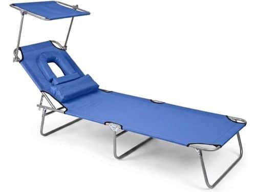 Strandstoel met leesgat - Opklapbaar ligbed - Zonnebaden en ontspannen