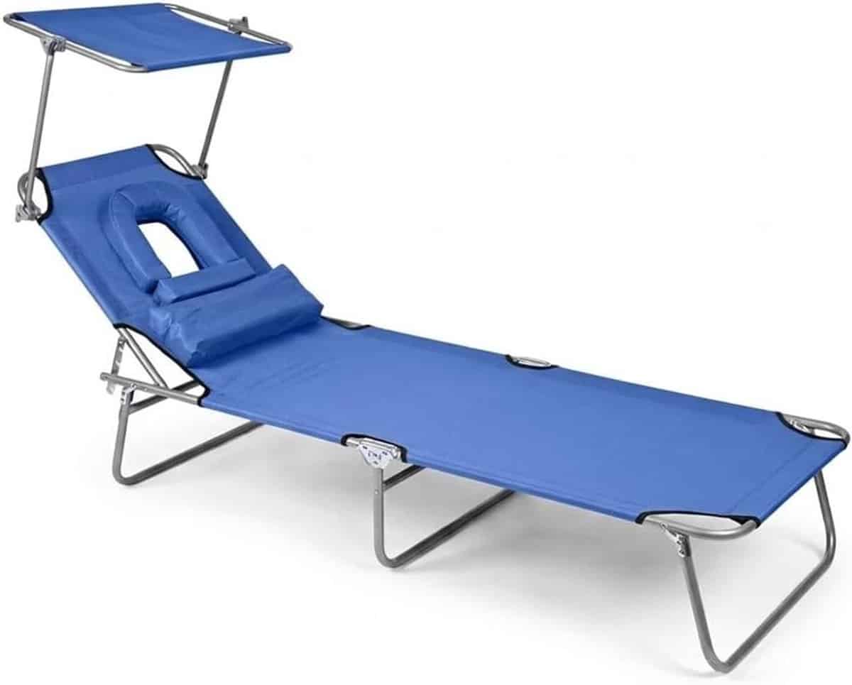 strandstoel met leesgat opklapbaar ligbed zonnebaden en ontspannen