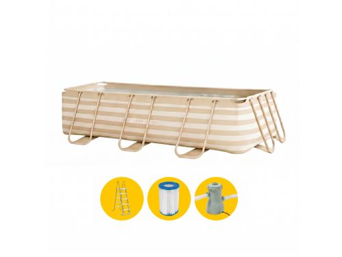 Swim Essentials Essence zwembad - 400 x 200 x 100 cm - Zand/Wit - met filterpomp en trap