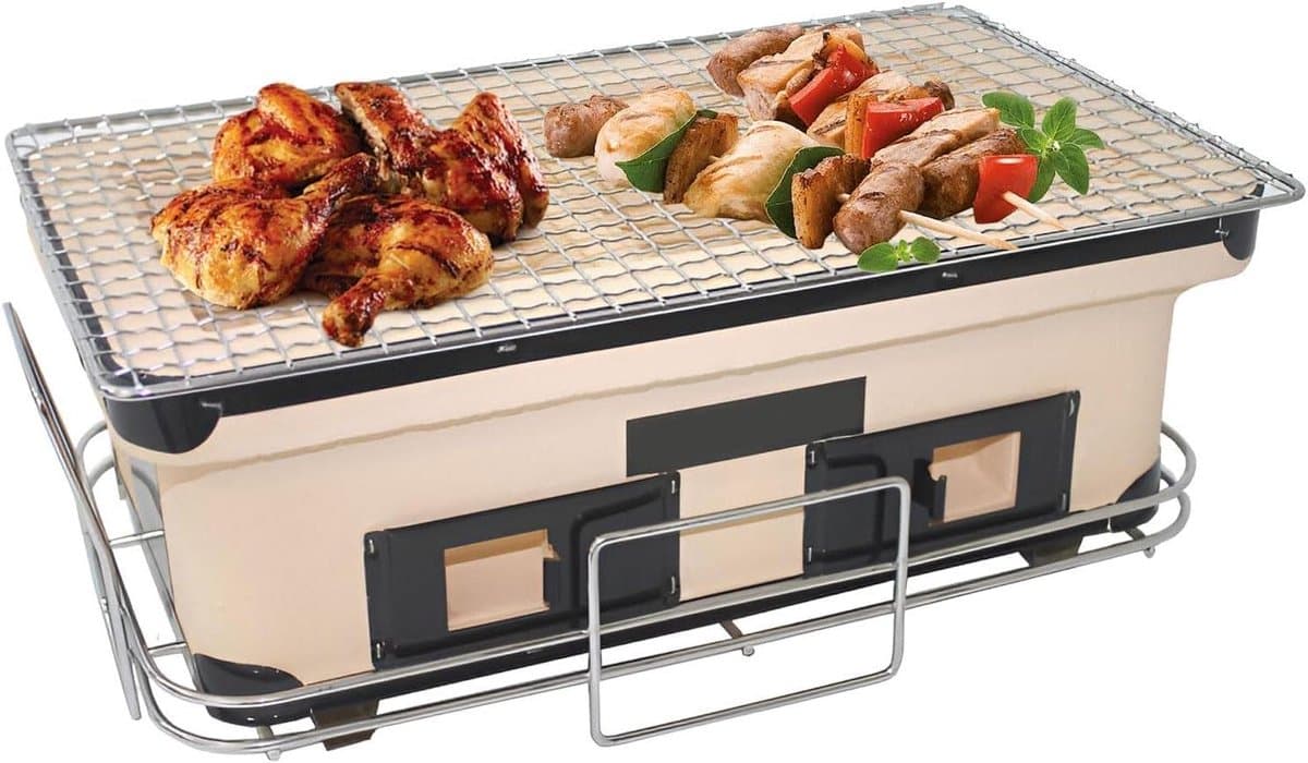 tafelblad bbq grill kleine houtskool kachel buiten koken