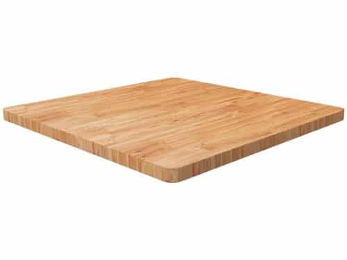 Tafelblad vierkant massief eiken gelakt lichtbruin 90x90x4 cm als meubelplaat