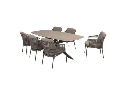 Taste by 4SO Prado deens ovale tuintafel Terre met 6 4SO Capalbio dining tuinstoelen