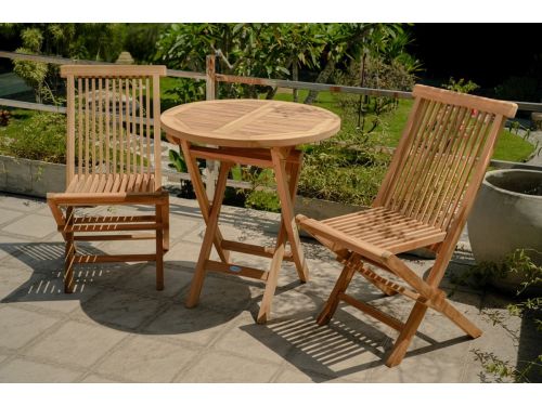Teakea - Teakhouten Klaptafel Ø70 cm - Ronde Inklapbare Houten