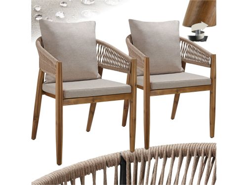 tectake® Set van 2 Tuinstoelen Manacor - Tuinstoel in Rope