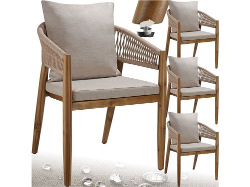 tectake® Set van 4 Tuinstoelen Manacor - Tuinstoel in Rope