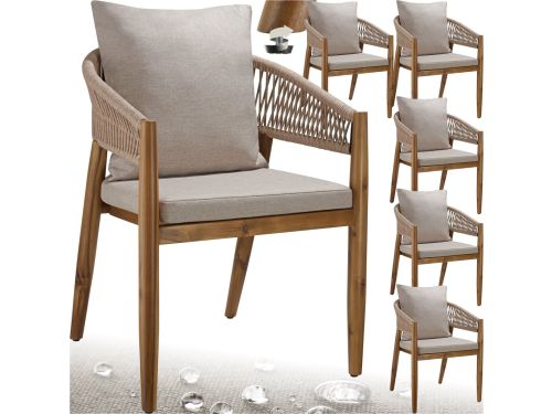 tectake® Set van 6 Tuinstoelen Manacor - Tuinstoel in Rope