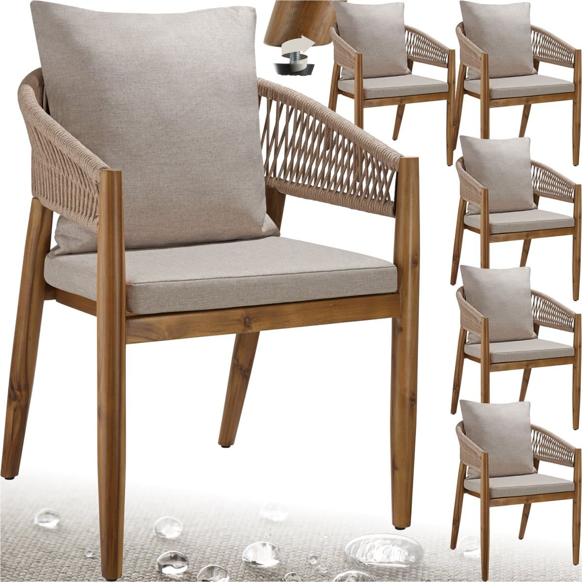 tectake® set van 6 tuinstoelen manacor tuinstoel in rope