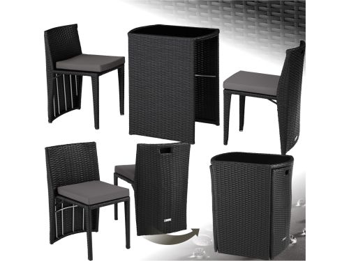 tectake® - wicker bistroset, ruimtebesparend in elkaar te schuiven