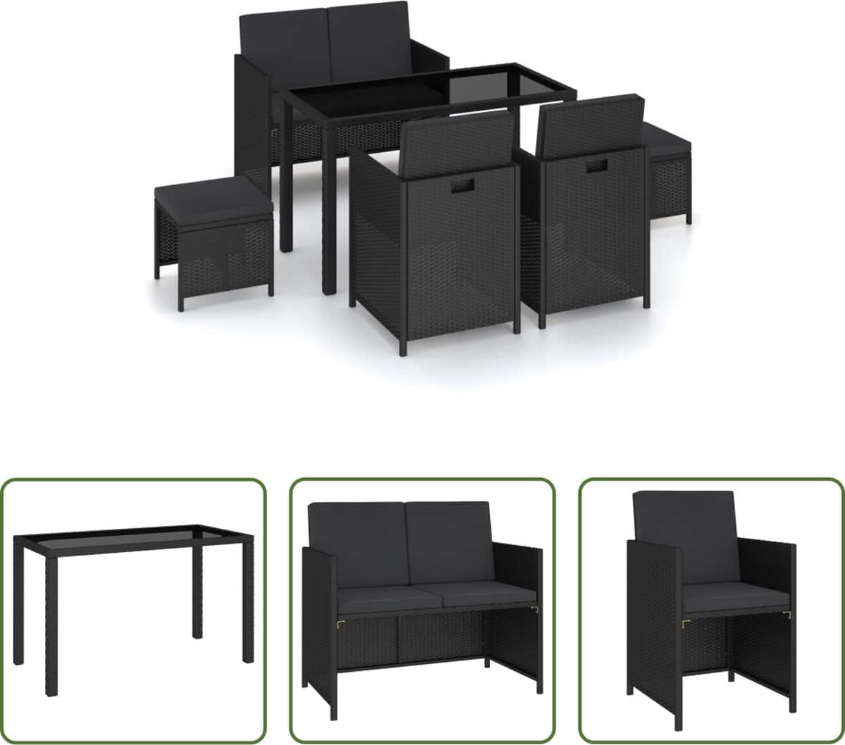 the living store rattan tuinmeubelset zwart tafel 123