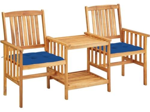 The Living Store Tuinstoelen met tafeltje en kussens massief acaciahout