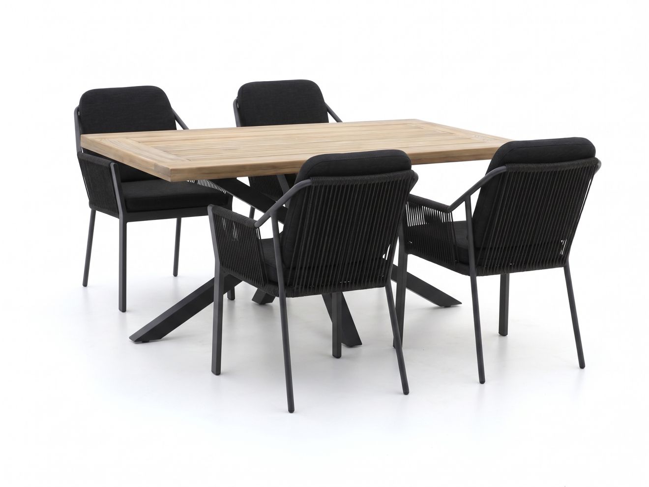 tierra outdoor liv/montorio 160cm dining tuinset 5 delig stapelbaar laagste prijsgarantie!