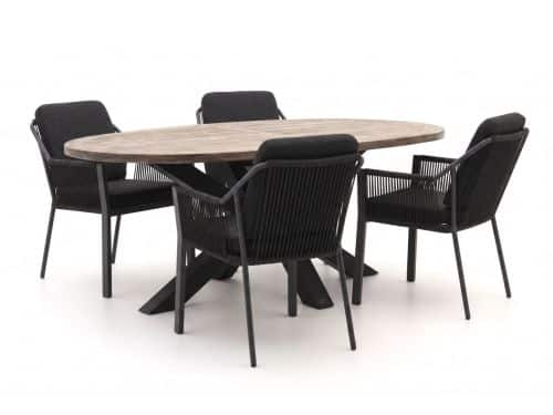 Tierra Outdoor Liv/ROUGH-Y Ellips 200cm dining tuinset 5-delig stapelbaar - Laagste prijsgarantie!