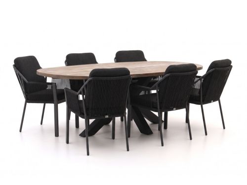 Tierra Outdoor Liv/ROUGH-Y Ellips 240cm dining tuinset 7-delig stapelbaar - Laagste prijsgarantie!