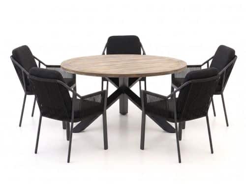 Tierra Outdoor Liv/ROUGH-Y Ø150cm dining tuinset 6-delig stapelbaar - Laagste prijsgarantie!