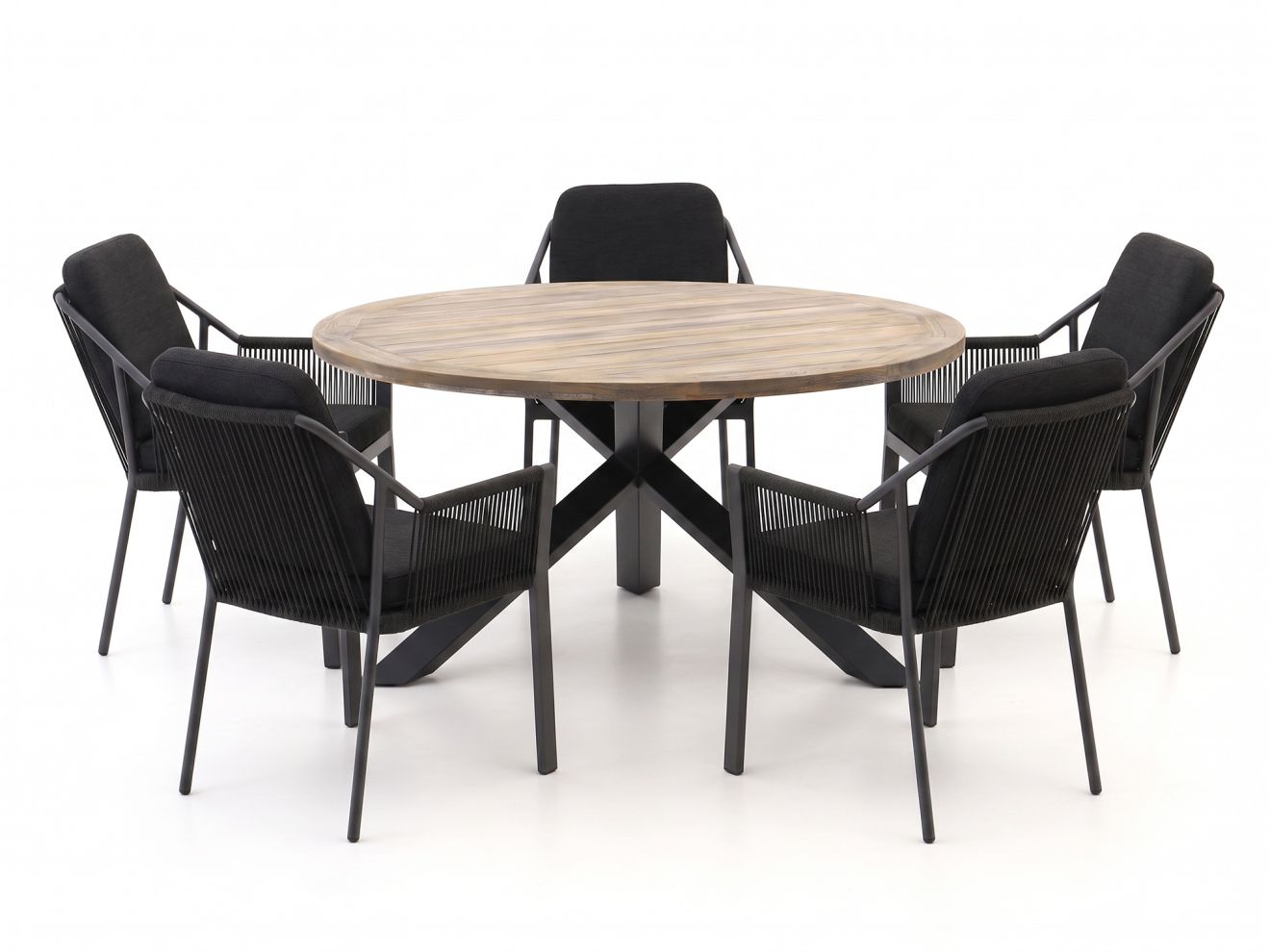 tierra outdoor liv/rough y Ø150cm dining tuinset 6 delig stapelbaar laagste prijsgarantie!