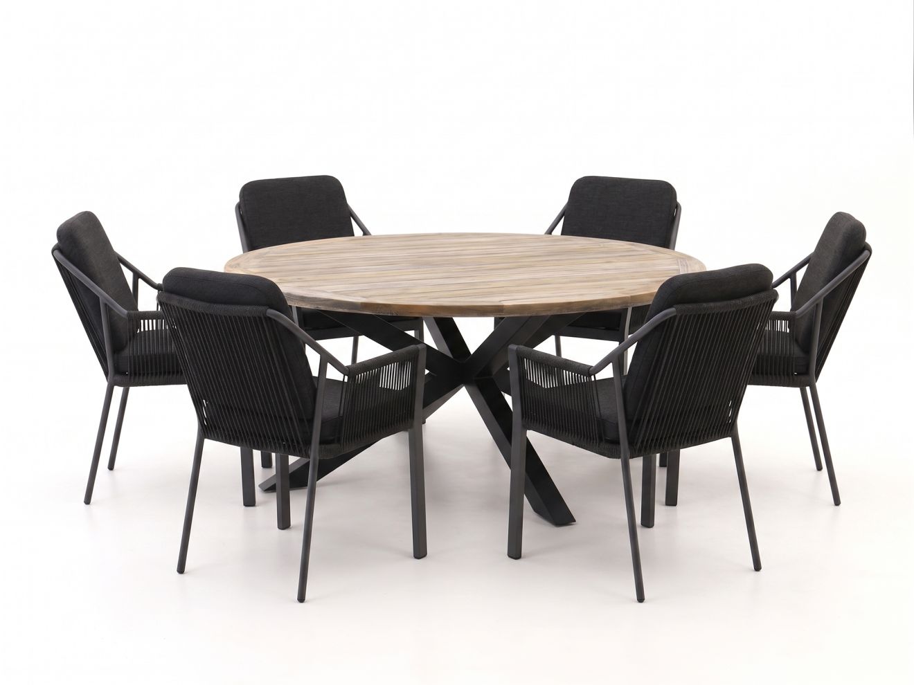 tierra outdoor liv/rough y Ø180cm dining tuinset 7 delig stapelbaar laagste prijsgarantie!