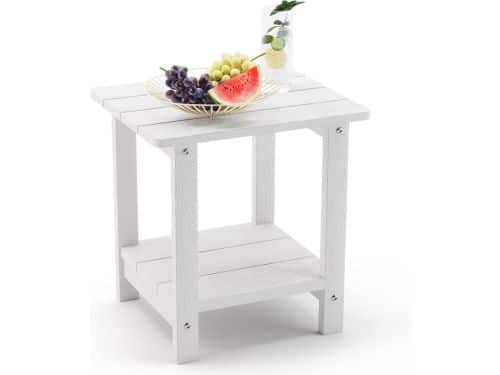 Tuin Bijzettafel Wit 2-laags Poly - Weerbestendig en Modern
