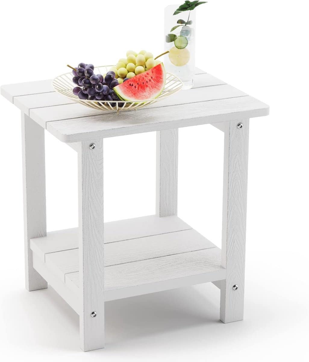 tuin bijzettafel wit 2 laags poly weerbestendig en modern