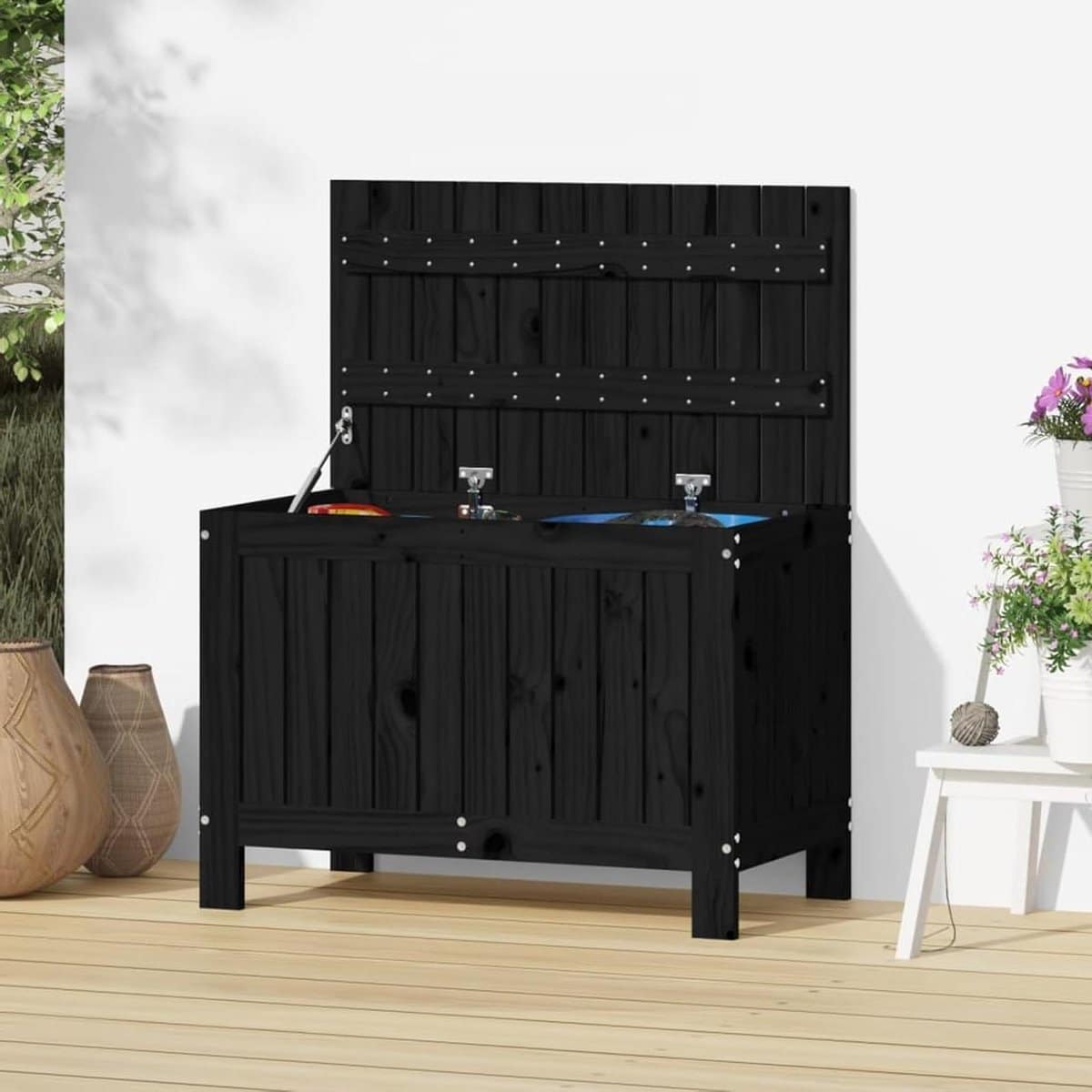 tuin opbergbox kussenbox balkon tuinspullen opbergen deksel