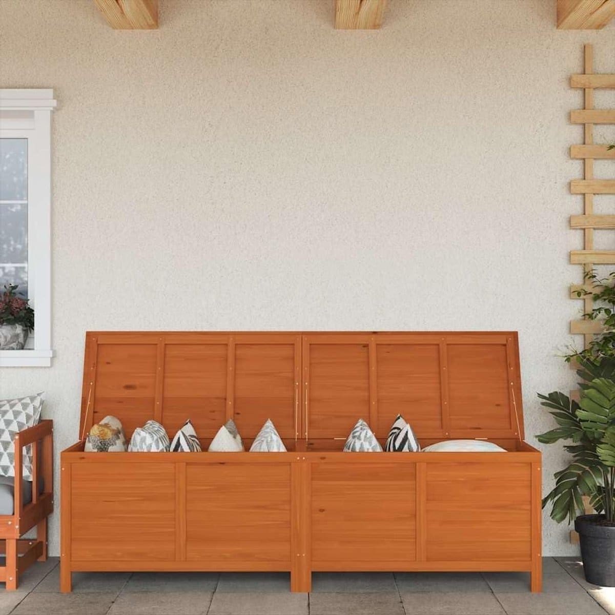 tuin opbergdoos kussenbox buiten tuinmeubels opbergen massief