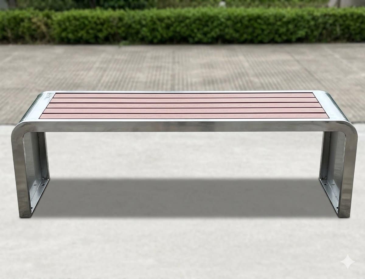 tuinbank 100 cm ruggeloze buitenbank van rvs en kunsthout