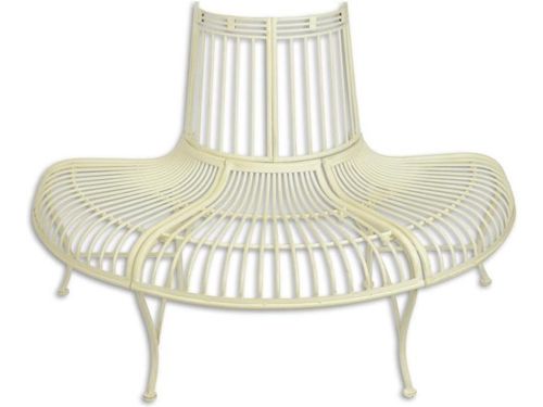 Tuinbank - boombank - halfrond - ijzer - wit