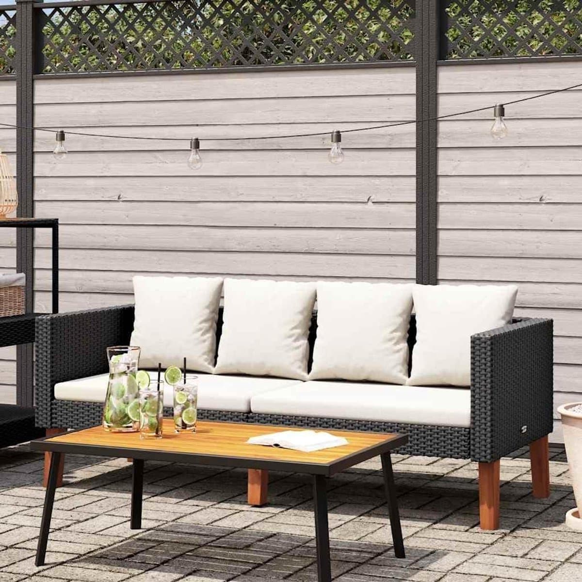 tuinbank met kussens balkonset lounge ontspannen buiten zitten