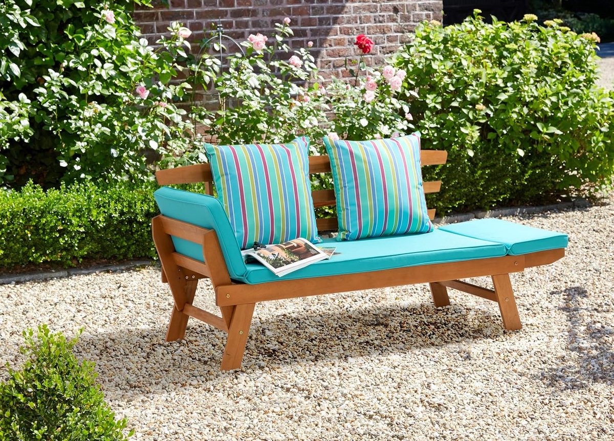 tuinbank met ligfunctie 146 198 x 68 x 78 cm acaciahouten