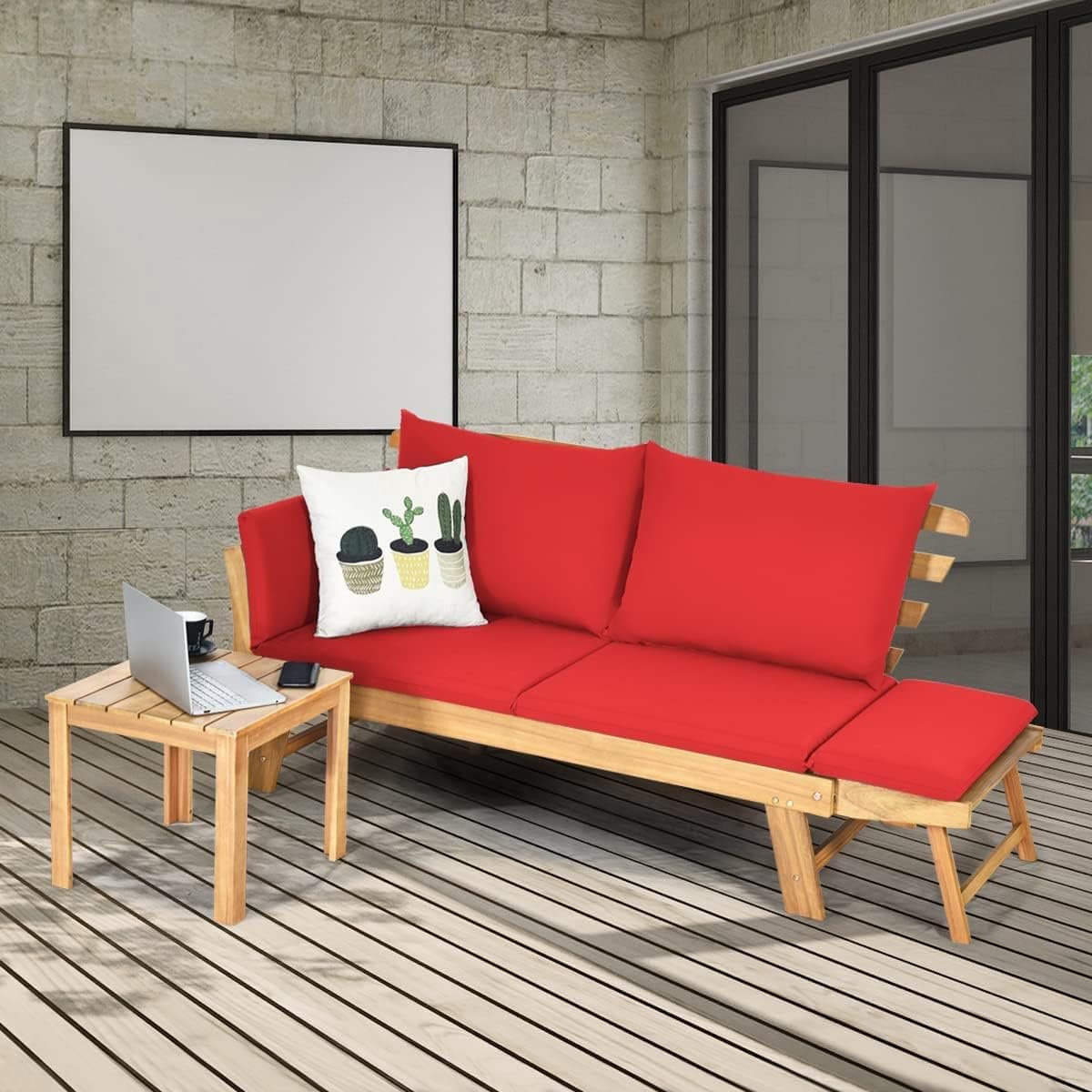 tuinbank met ligfunctie 198 x 75 x 75 cm acaciahouten