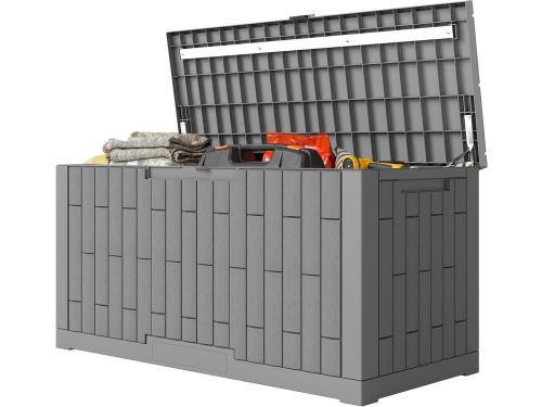 Tuinbox Kunststof - Opbergbox Houtlook - Buiten Spullen Opbergen