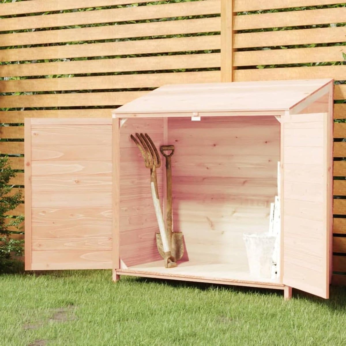 tuinhuisje opbergbox buiten tuinspullen opbergen massief dennen