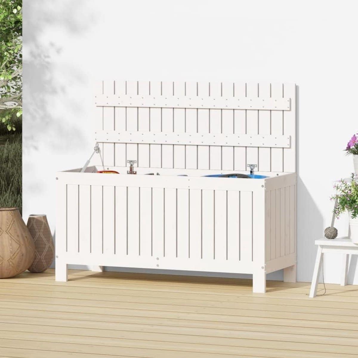 tuinkist grenenhout opbergbox tuin tuinspullen opbergen met
