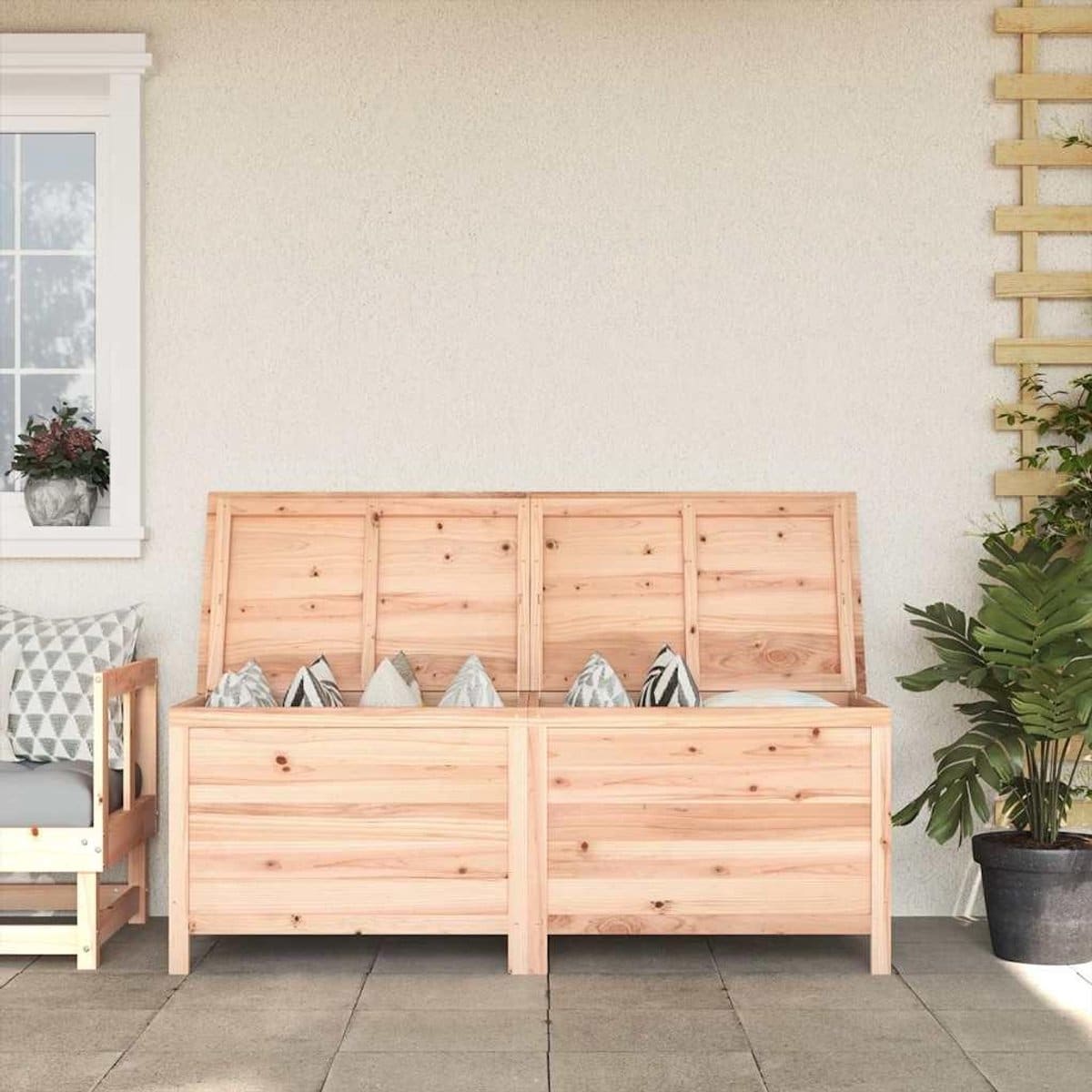 tuinkist hout opbergbox tuin kussens opbergen massief