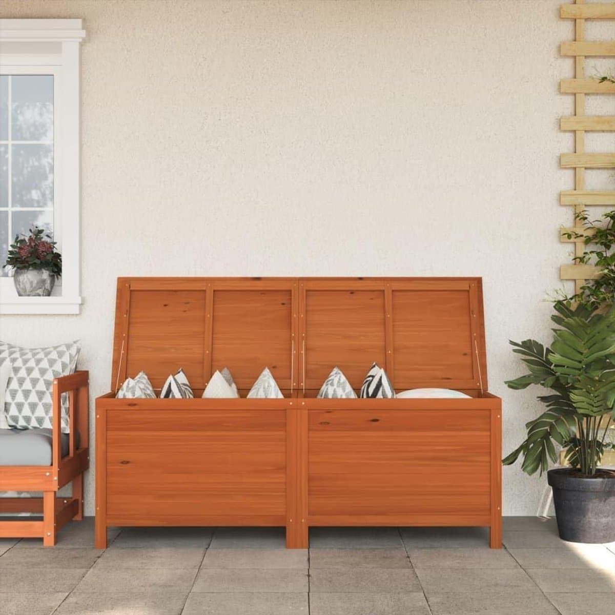 tuinkist hout opbergbox tuin tuinspullen opbergen massief
