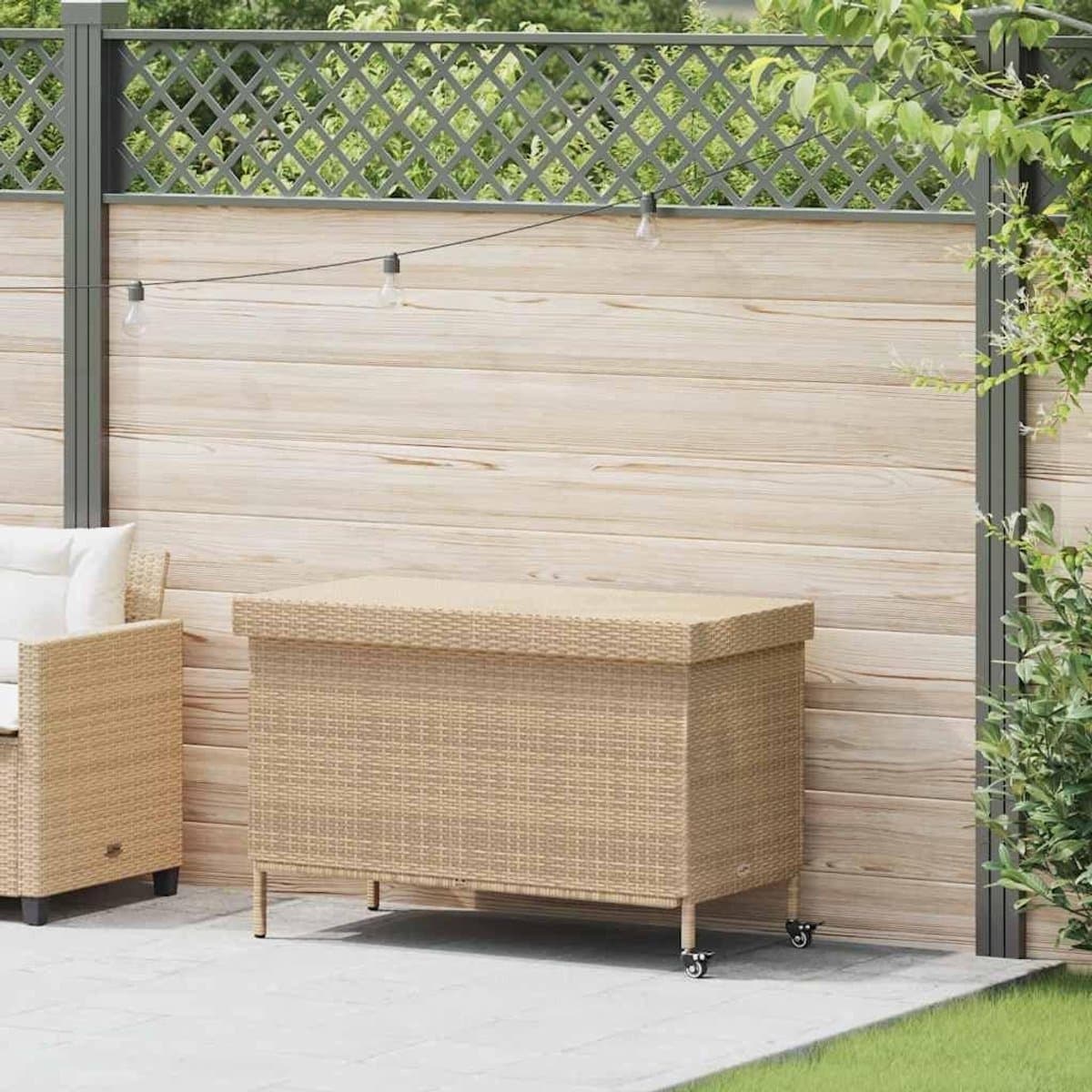 tuinkist met wieltjes opbergbox tuin kussens opbergen