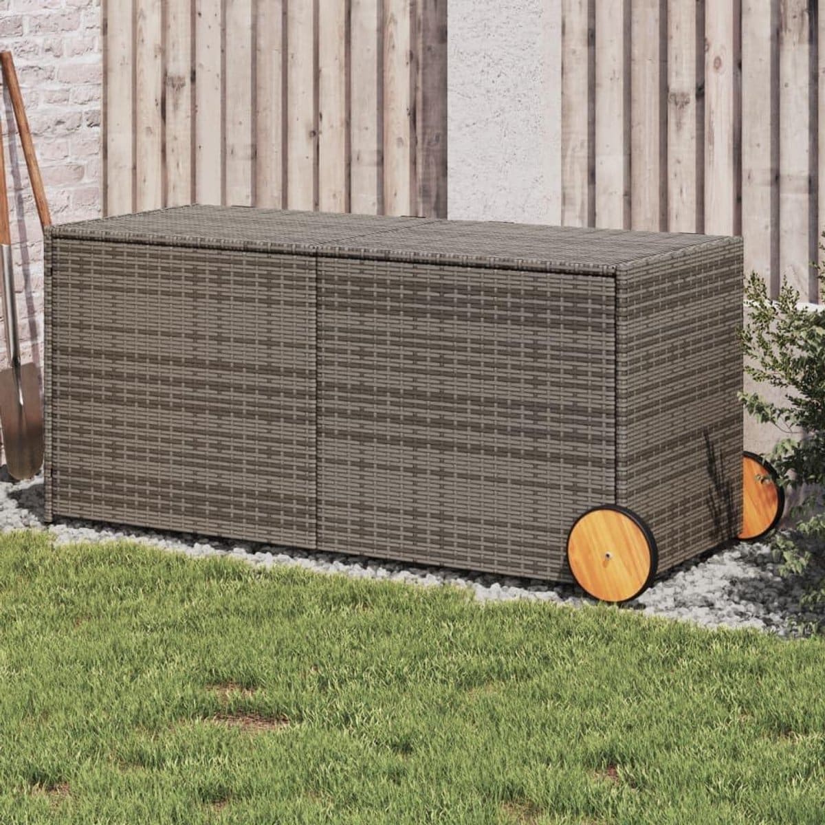 tuinkist met wieltjes opbergbox tuin terras opruimen