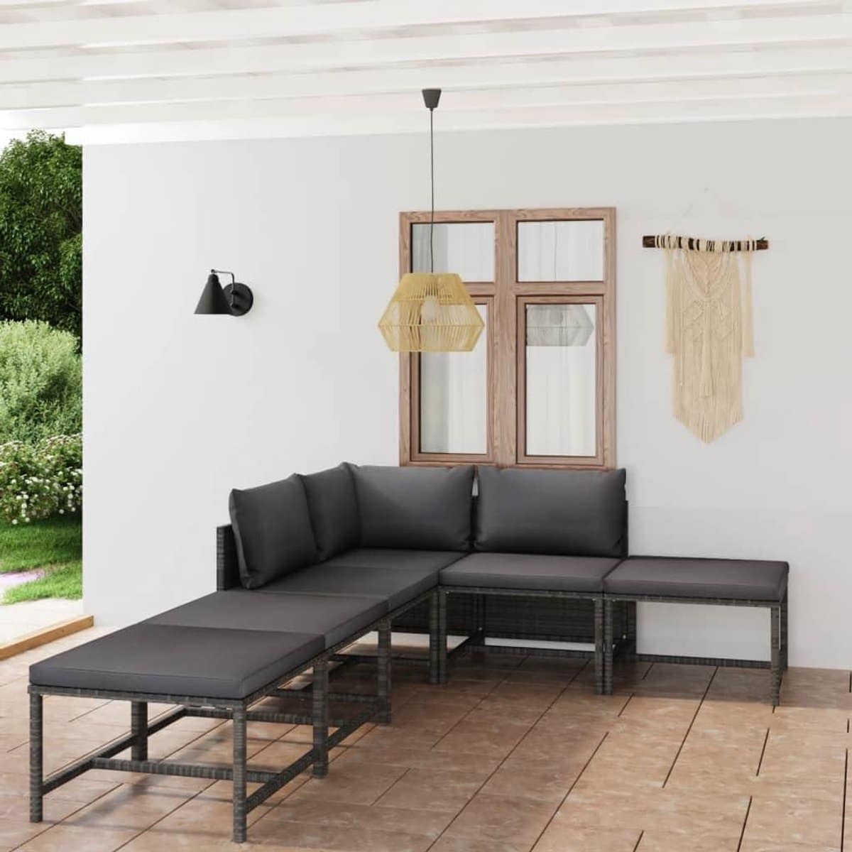 tuinloungeset 6 delig balkonset terrasmeubels ontspannen buiten zitten