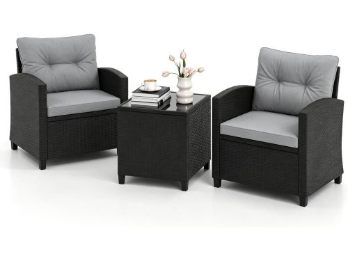 Tuinmeubelset 3-delig - Bistroset rotan - Buiten Zitten - Comfortabele
