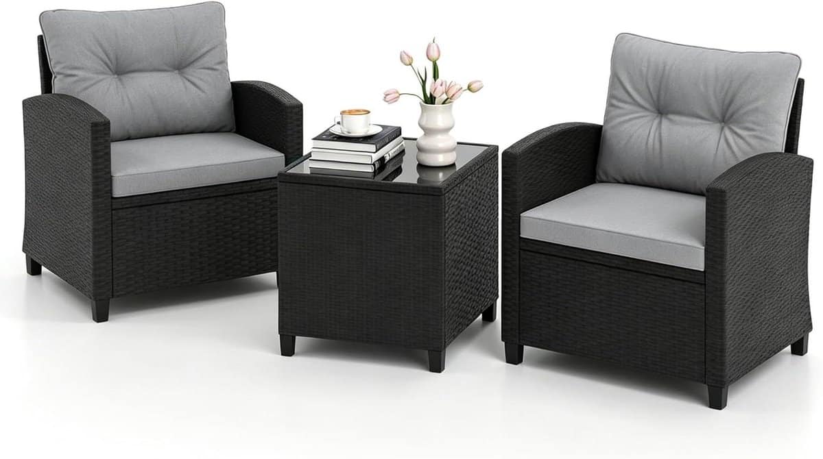 tuinmeubelset 3 delig bistroset rotan buiten zitten comfortabele