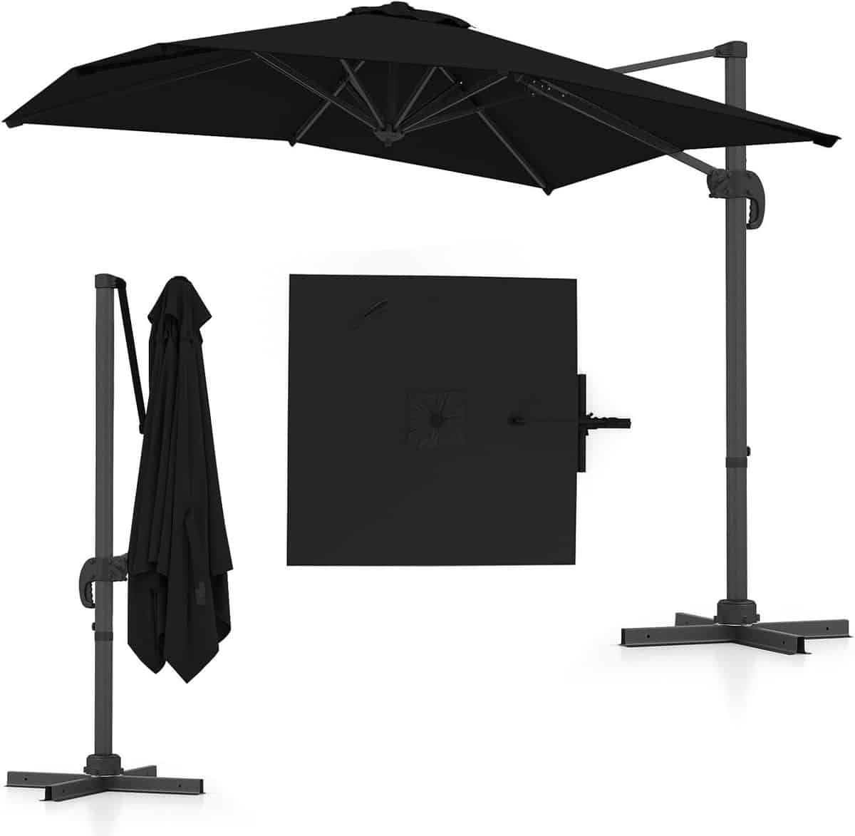 tuinparasol zwevend buiten schaduw terras ontspannen 360