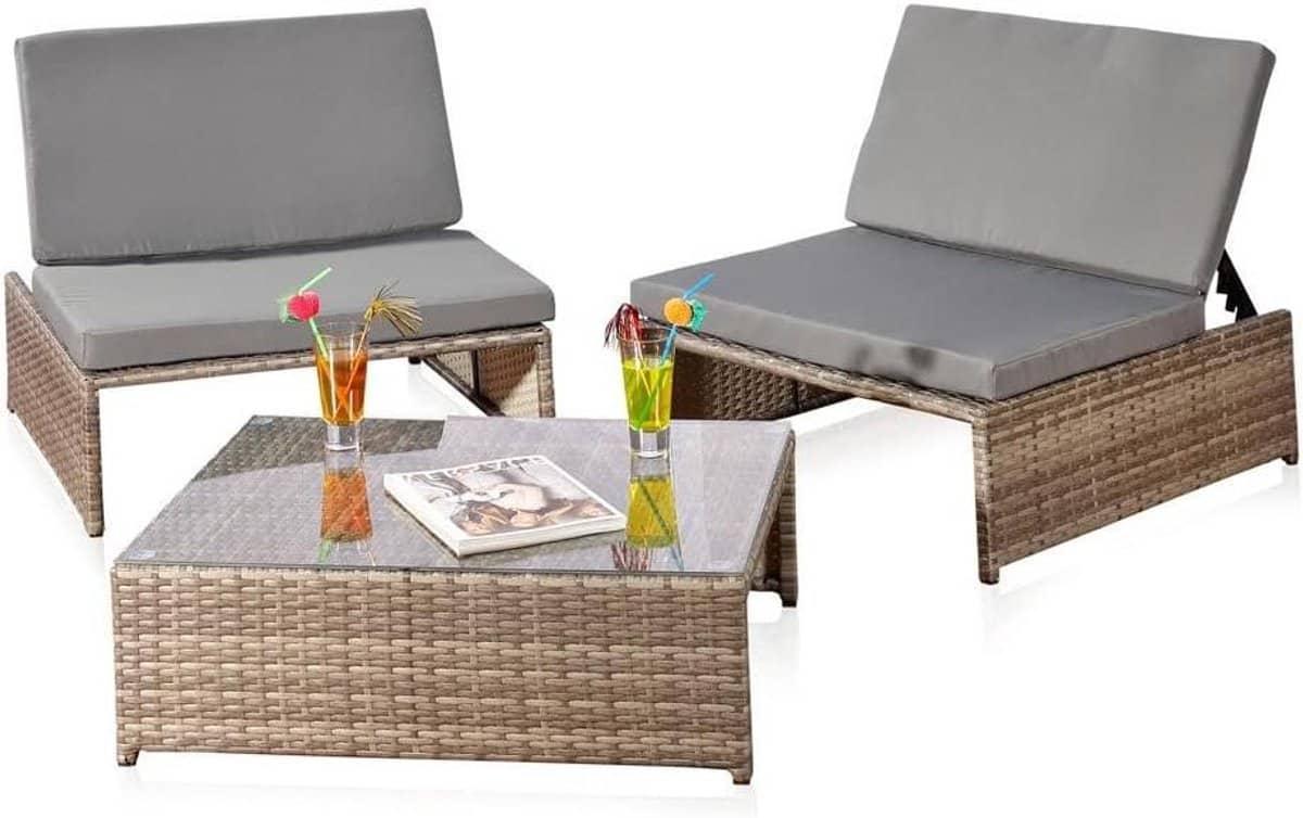 tuinset ligbed lounger stoel buiten ontspannen 3 in 1