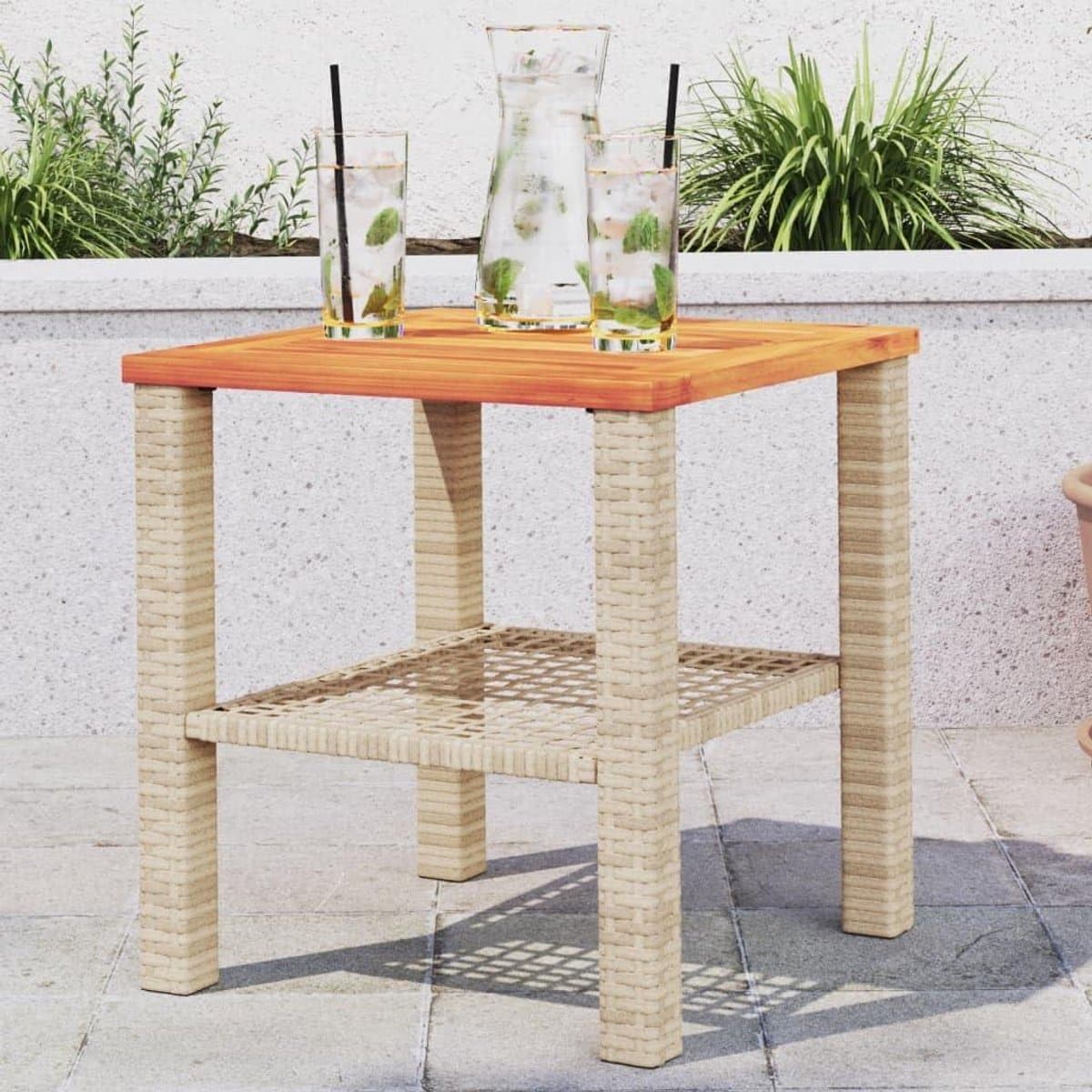 tuintafel bijzettafel buiten ontspannen pe rotan acaciahout