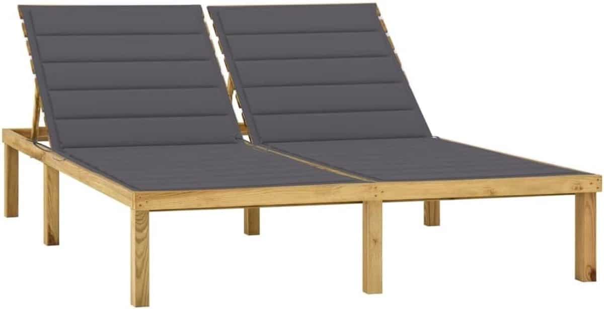 tweepersoons ligbed tuin met kussens weerbestendig hout