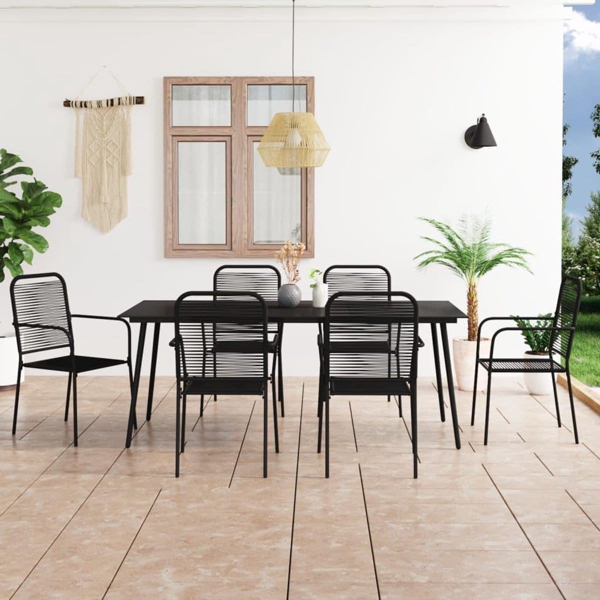 venezia rope luxe design tuinset (7 delig) met 6 stoelen van