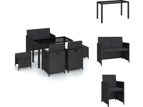 vidaXL Rattan Tuinmeubelset - Zwart - Tafel- 123 x 60