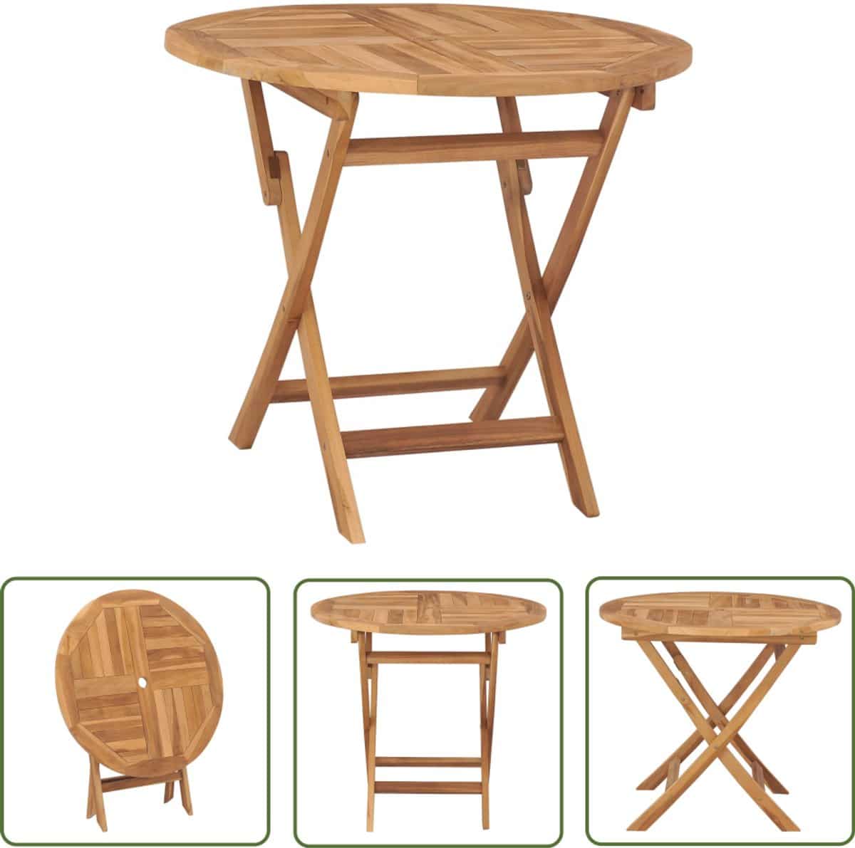vidaxl teak tafel tuin tafel tuintafel inklapbaar 85×76